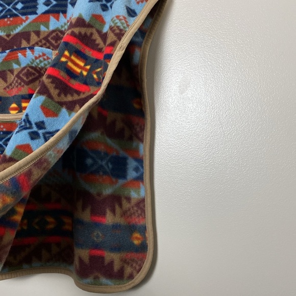 Lindo Fleece Aztec Print Vest Pullover Hooded Western Boho Design Size 11 - Picture 5 of 12